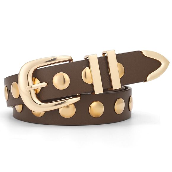 Fосаst Accessories - 1933 Women Studded Belt For Jeans Dress Fashion Punk Leather Belt Black Belt